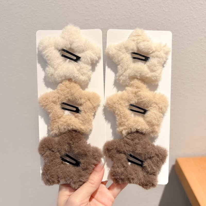 Otoño y invierno Melarde estrella pelusa clip para niños de alto nivel no lastimar el cabello lateral nubes estilo clip BB clip para el cabello