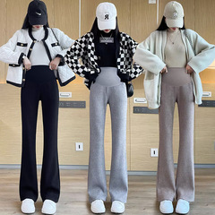 2024新款孕婦褲子秋冬外穿微喇叭孕婦褲闊腿褲寬鬆垂墜感顯瘦長褲