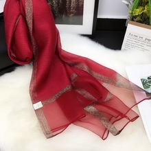 外贸穆斯林纯色围巾女优雅新款真丝羊毛丝巾春秋百搭防晒时尚纱巾