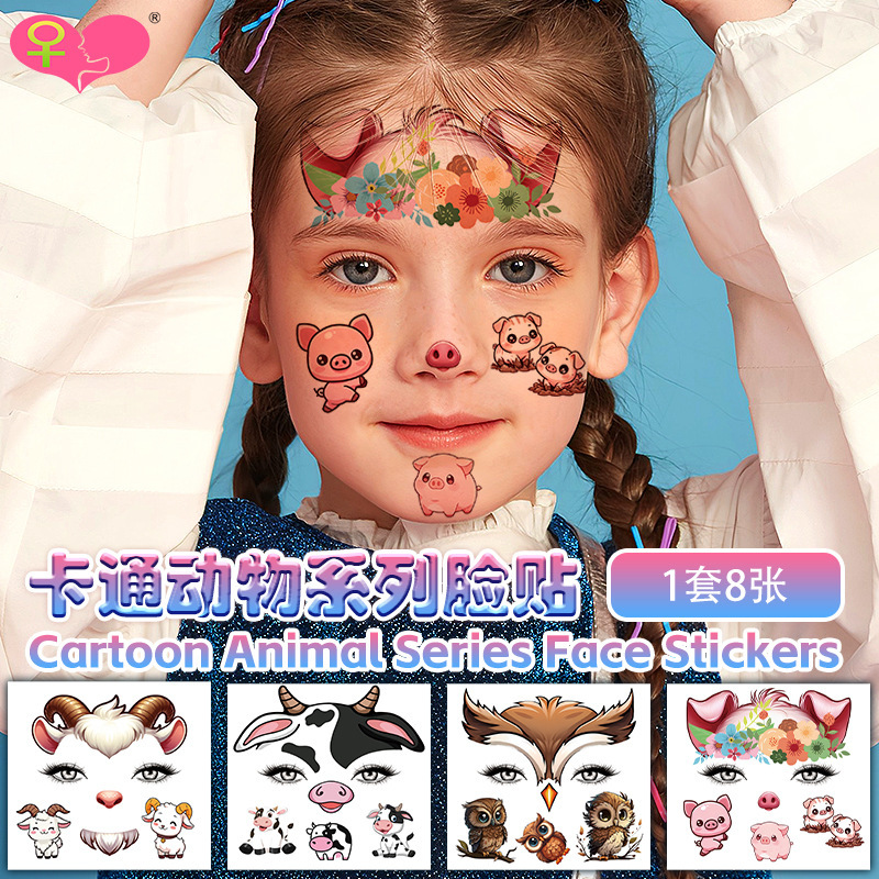 New cross-border children's Christmas makeup tattoo cartoon animal squirrel owl waterproof temporary face stickers