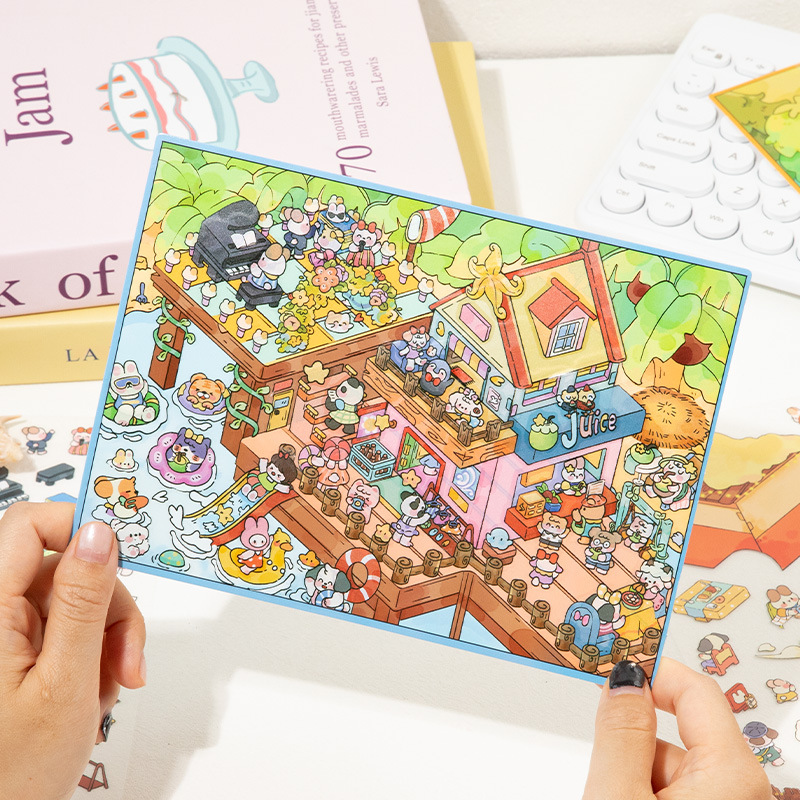 Pegatinas de paisajismo de Yu Xian pet3D Happy Town Diversión de dibujos animados Pegatinas para niños Pegatinas de descompresión decorativas