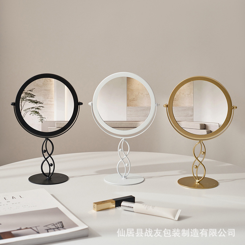 Espejo doméstico de explosión transfronteriza dormitorio espejo decorativo dormitorio espejo de maquillaje dormitorio espejo de vestir espejo de escritorio de metal de alto valor