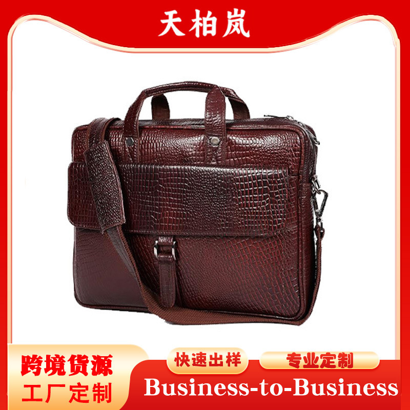 Cross-Border Crocodile Pattern Embossed Men's Business Leather Bag for Outing Laptop Bag Suitable for 16inch Laptop Bags Cross-Border Crocodile Pattern Embossed Men's Business Leather Bag for Outing Laptop Bag Suitable for 16inch Laptop Bags