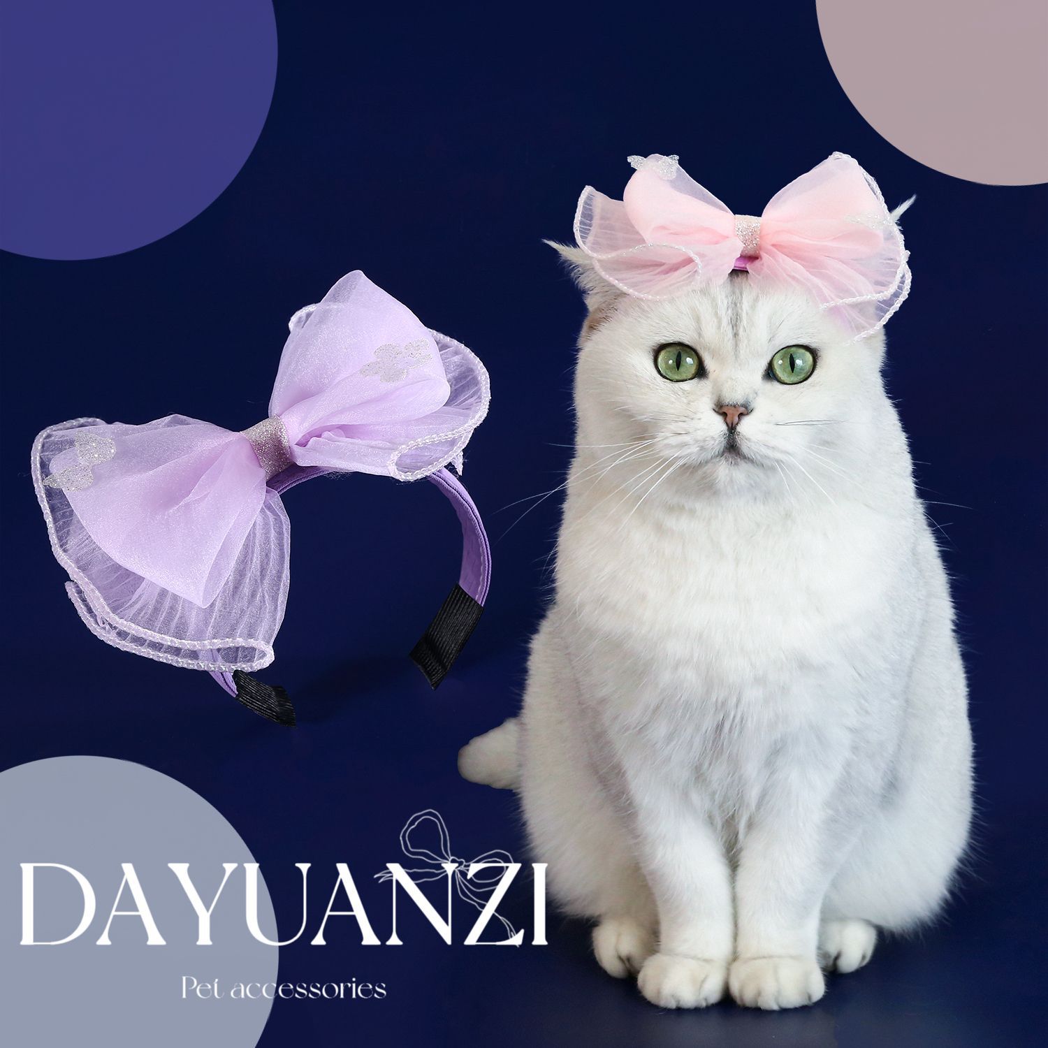 Mascotas princesa fantasía mariposa festival bandas de cabello felino malziano pequeño perro muñeca de algodón malla accesorios de tocado