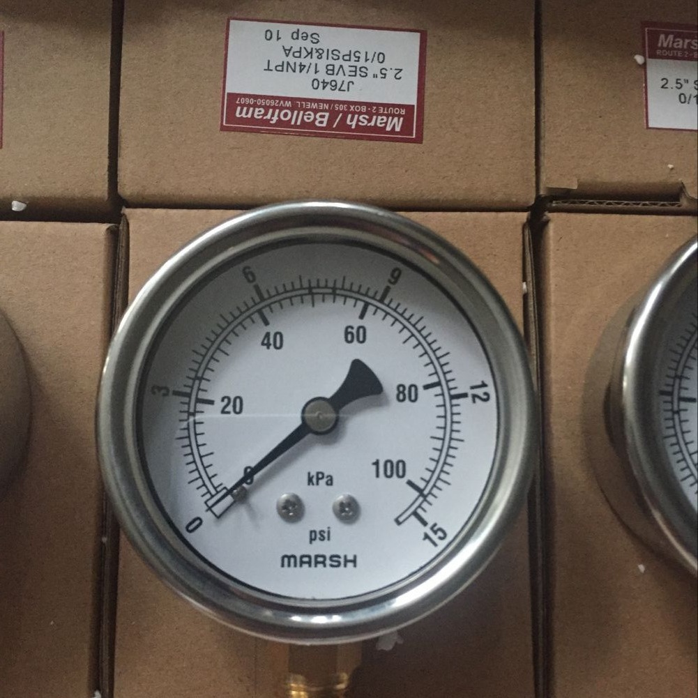 抗震压力表MARSH  小压力表/充油压力表