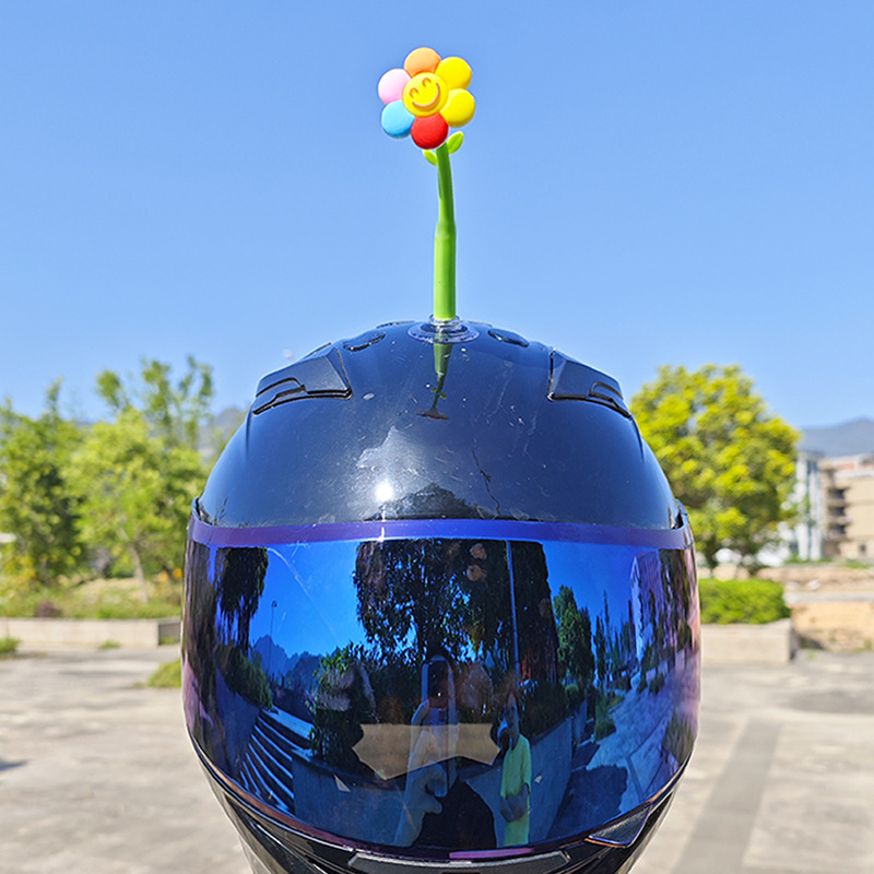 Universal Helmet Suction Cup Swinging Sunflower Decoration Electric Motorcycle Universal (Auto Parts and Accessories) - new-enhanced-sunflower-1-piece