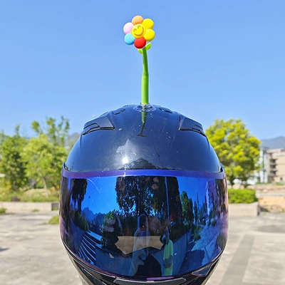Helmet Suction Cup Swinging Sunflower Decoration Electric Vehicle Motorcycle Helmet Universal Funny Tiktok Glass Radish (Motosiklet dəbilqələri) - new-enhanced-sunflower-flower