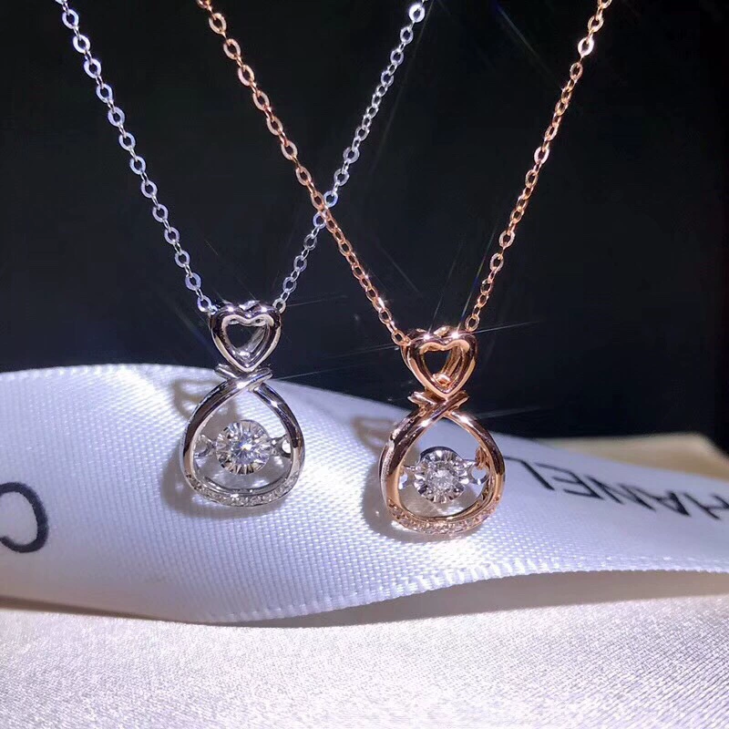 Модное Новое 18-каратное белое золото 750 бриллиантовое ожерелье полый дизайн ювелирных изделий умный автомобиль Цветок бриллиантовое ожерелье для женщин