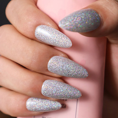 穿戴甲粉紫色閃粉水滴亮片美甲穿戴式指甲貼美甲片成品可拆卸nail