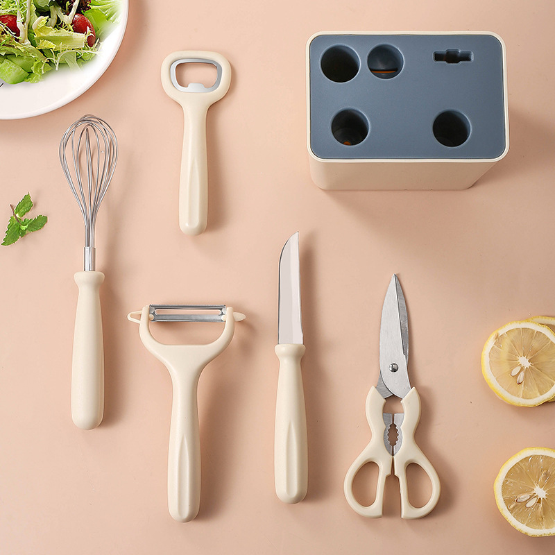 Cocina mini ayudante multifuncional seis piezas conjunto de herramientas de cocina cuchillo de frutas cuchillo de abertura de botellas tijeras de cocina