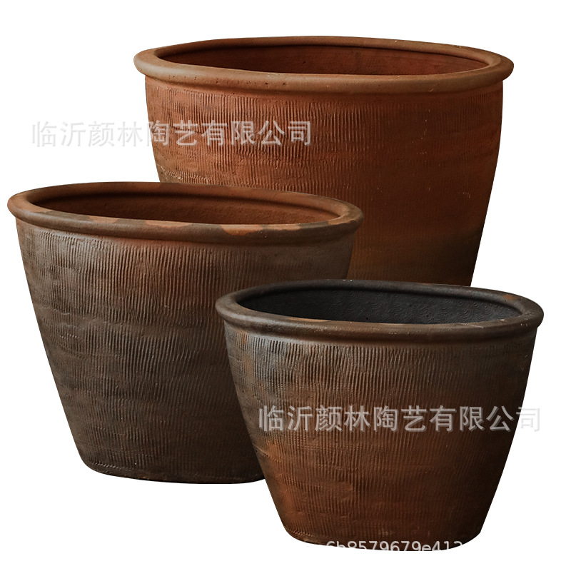 Cerámica de boca elíptica gran boca cerámica gruesa boca en forma especial árboles de maceta de flores paisajismo gran maceta de árboles residenciales
