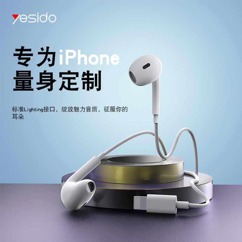 Wired earphones suitable for Apple iPhone 14 mobile phone wire-controlled earphones with microphone Bluetooth earphones lightning