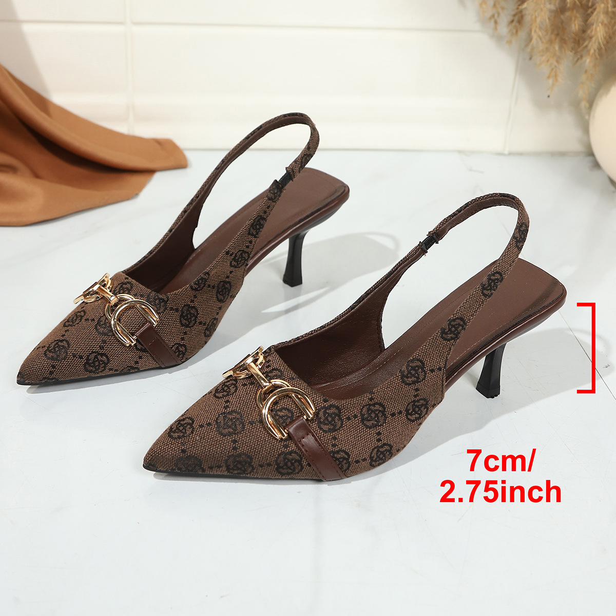 Sandalias de Tacón Alto con Plataforma de Tejido y Caucho, Tacón Fino, para Verano image 7