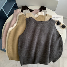 秋冬复古温柔色两面穿针织马甲软糯亲肤叠穿保暖毛衣开衫背心韩版