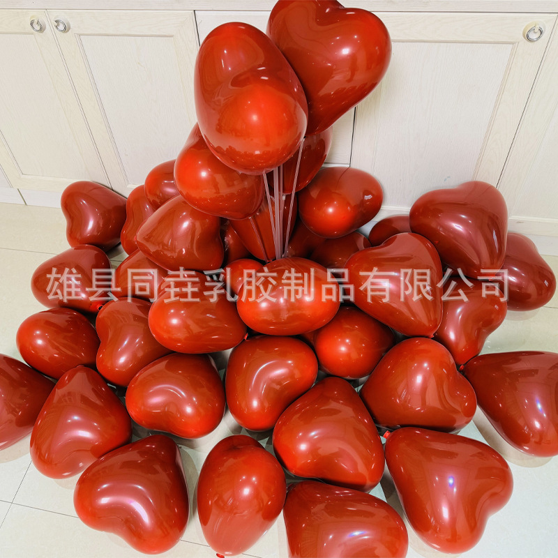 Decoración de la boda Decoración de la sala de bodas Globos de amor Boda romántica en forma de corazón Doble granada Rubí Globos de amor rojo