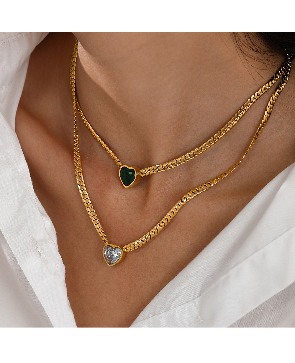 Fashion Heart Shape Stainless Steel Plating Rhinestones Bracelets Necklace