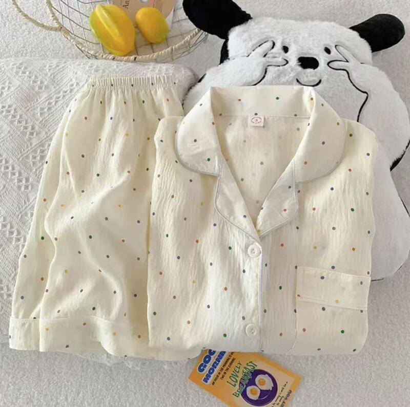 Pajamas Women's Summer Fashionable Short-sleeved Thin 2025 New Style Simple Dot Loose Outer Wear Home Clothes suit Pajamas Women's Summer Fashionable Short-sleeved Thin 2025 New Style Simple Dot Loose Outer Wear Home Clothes suit