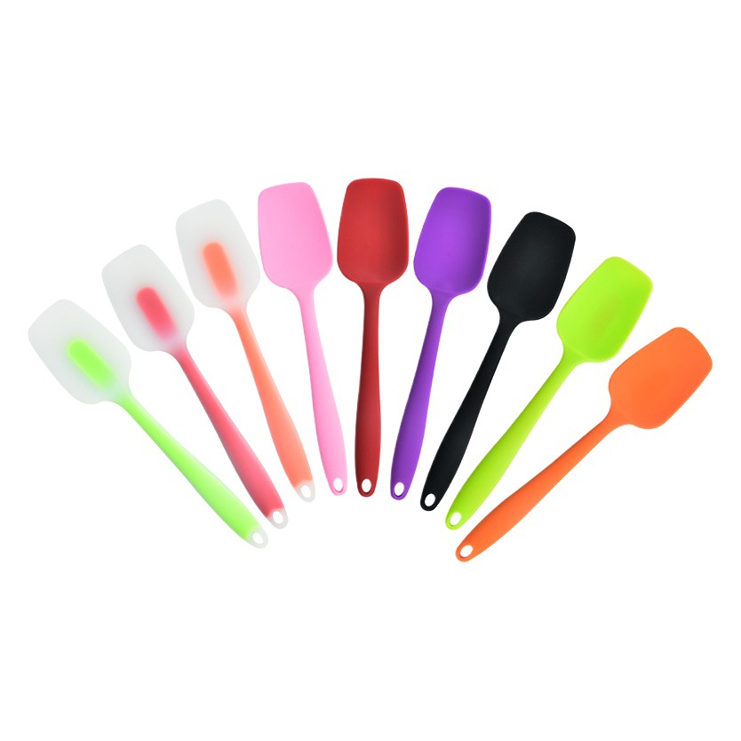 Fábrica al por mayor espátula de silicona todo incluido raspador de silicona integrado espátula de silicona translúcida utensilios de cocina