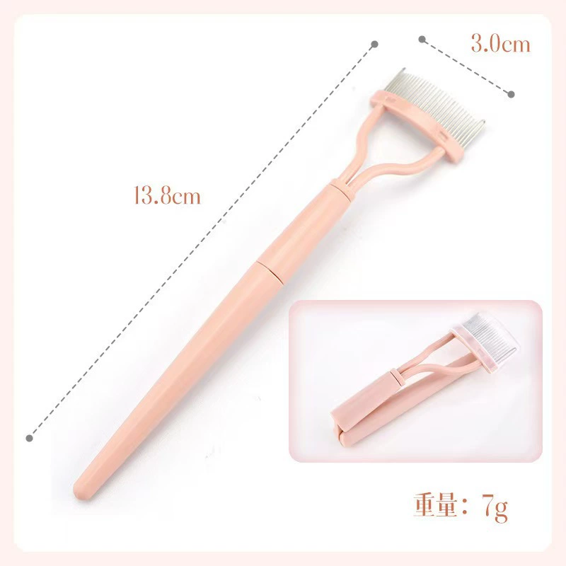 Foldable Semi-Curved Eyelash Comb, Portable Steel-Needle Tool, Multi-style Handles