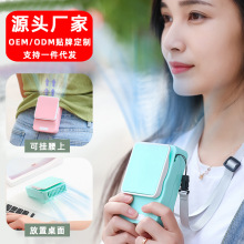 新款懶人掛脖風扇腰帶USB充電戶外掛腰支架掛繩迷你小風扇學生