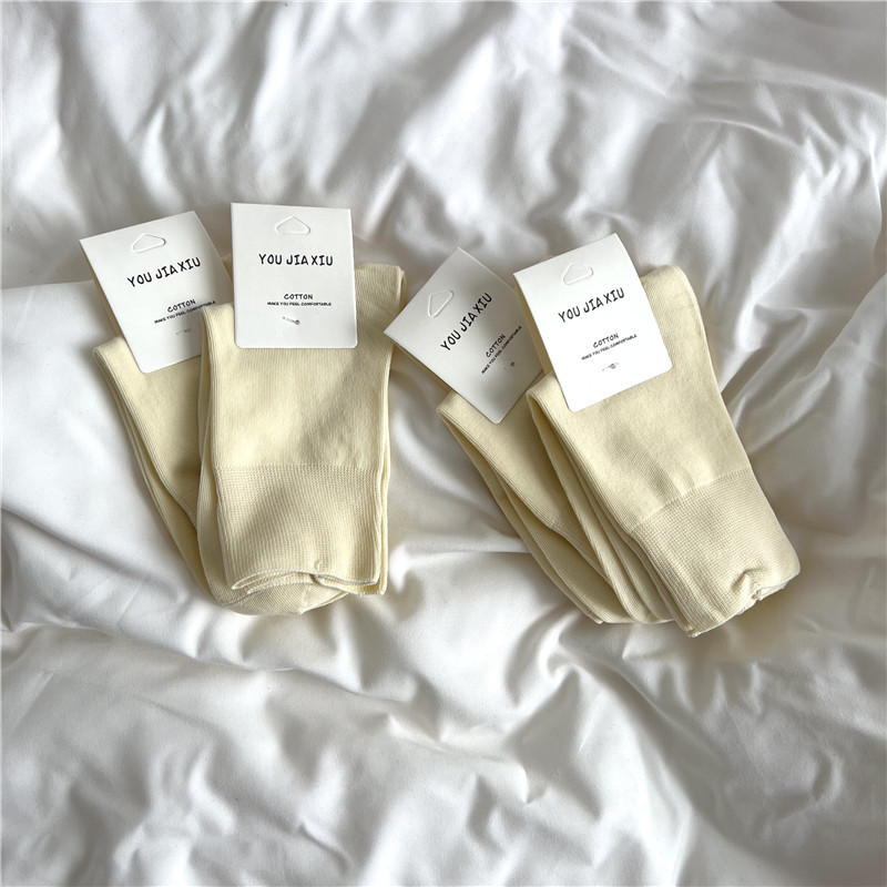 35g Weight Socks Classification Socks Lingerie Type Cotton Fabric Type Stretchy Elasticity A Pair Quantity Daily Occasion Comfort Function Solid Color Pattern All Seasons Season Women's Gender Simple Style Style Simple Style Women's Solid Color Cotton Crew Socks A Pair 14