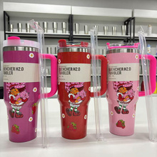 跨境爆款高颜值304保温杯办公室大容量保温水杯车载吸管杯保温杯