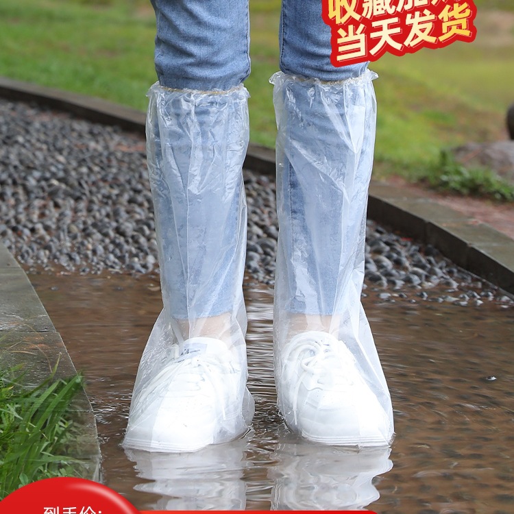 Disposable Rain Boots Shoe Covers for Rainy Days, Waterproof, Non-Slip, Transparent Kidsren's Foot Covers for Outer Wear, Plastic Thickeneded, Wear-Resistant and Rainproof