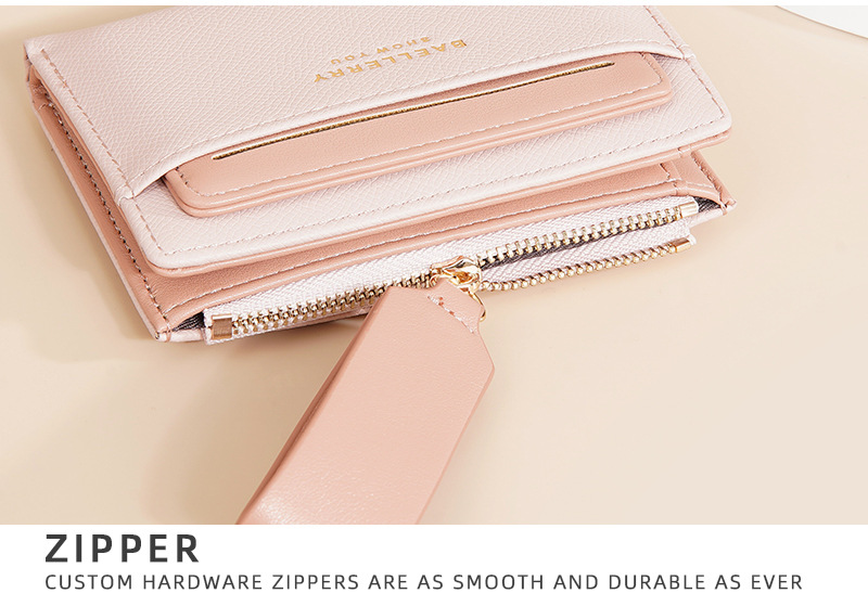 New Women's Short Wallet With Contrasting Colors Double Fold Zipper Zero Wallet Fashionable And Fresh Card Bag_voghion.com
