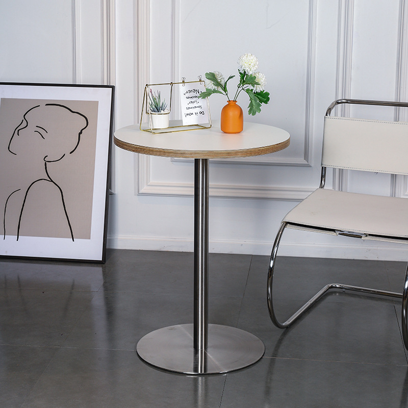 Nordic White Solid Table Balcony Home Small Round Table Internet Celebrity Simple Coffee Shop Office Negotiation Table
