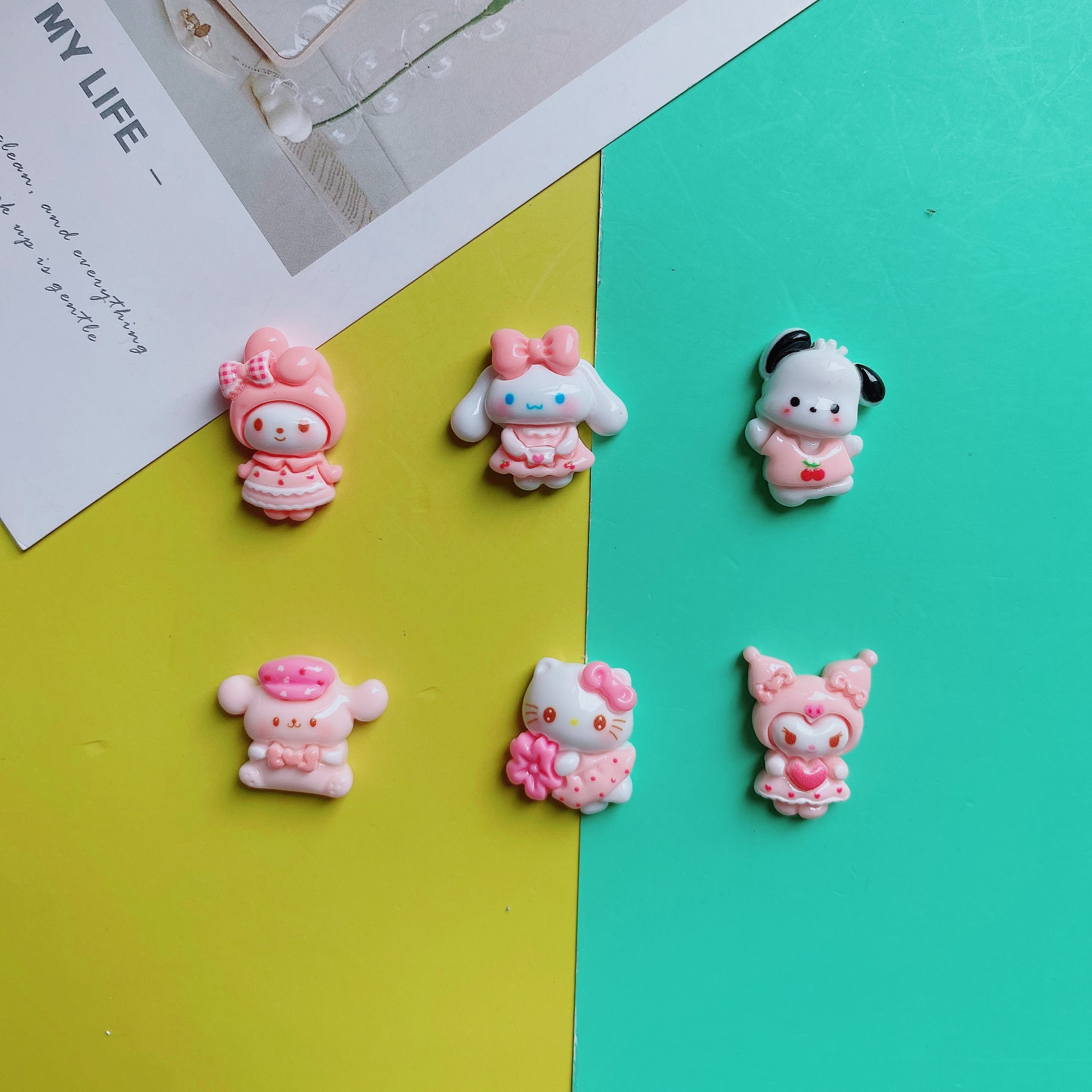 귀여운 만화 핑크 강아지 키티 DIY 크림 접착제 전화 케이스 키 체인 헤어 핀 신발 버클 수지 소재