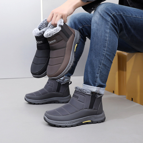 Men's winter new style men's snow boots, medium tube and thick velvet warm men's boots, casual sports men's shoes