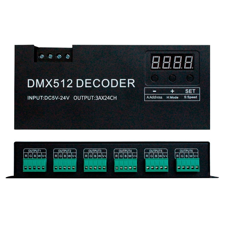 Производитель новый DMX512 декодер сцены 24 маршрута 24-канальный контроллер RGBW декодер