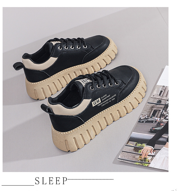 2026 Spring And Summer Women's New Breathable White Sneakers Versatile Thick-Soled Sports Casual Board Trendy Shoes_desvips.com