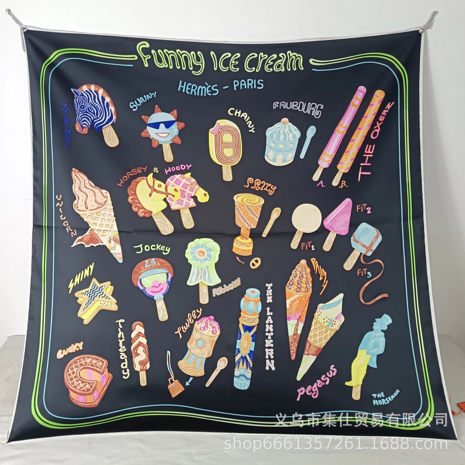 Bufandas de seda de moda europeas y americanas transfronterizas bufandas elegantes de alta calidad lujosas impresión de letras de seda impresión caliente en el extranjero