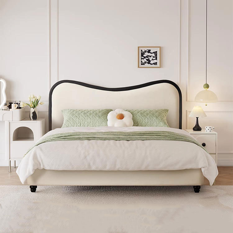 DASIMA estilo francés crema viento 1m 8 cama doble cabecera bolsa de respaldo en una cama grande cama principal cama de tela