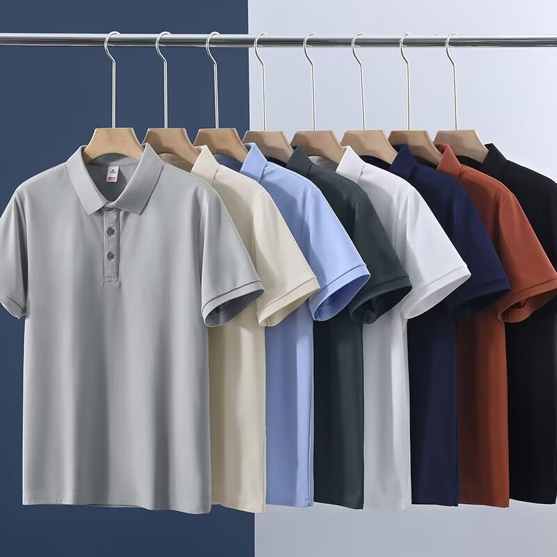 Men's short-sleeved polo shirt with collar, trendy summer t-shirt, Korean style, slim fit, fashionable 2023 new style, versatile T-shirt top