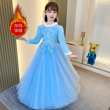 女童礼服高端冬季婚纱蓬蓬裙加绒加厚儿童公主裙钢琴表演服连衣裙