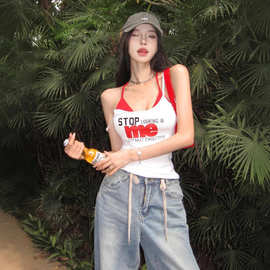 【自设工厂现货现发 】高质量 美式辣妹背心小吊带女夏季短款上衣