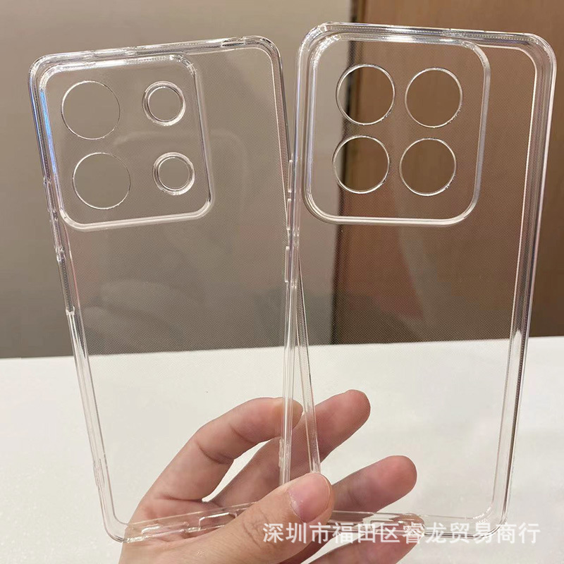 Groove Xiaomi 14 mobile phone shell Xiaomi 14PRO protective cover red mi NOTE13PRO transparent soft shell epoxy applicable
