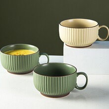陶瓷哑光复古杯子高颜值早餐杯办公室水杯马克杯纯色简约大号茶杯
