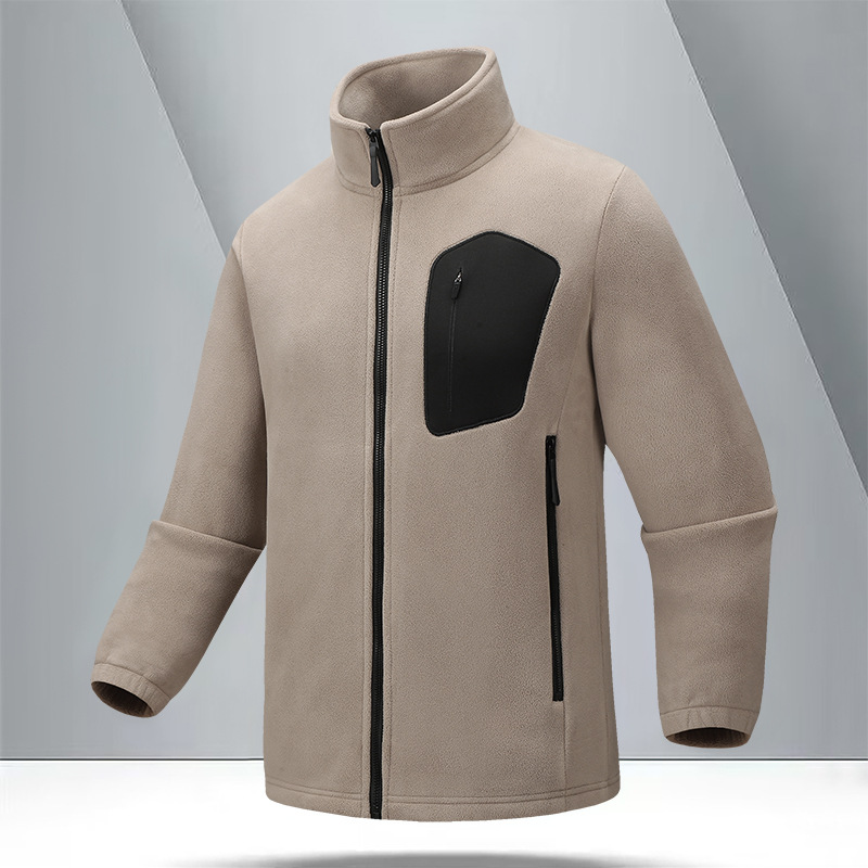 Cardigan transfronterizo de doble cara de terciopelo de collar vertical otoño y invierno suave caliente microbala dentro de bolsillo laminado chaqueta exterior