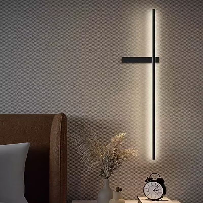 Nueva lámpara de pared larga lámpara de cabecera del dormitorio moderna y simple parrilla de sala de estar TV de fondo cableado lámpara de pared lujosa