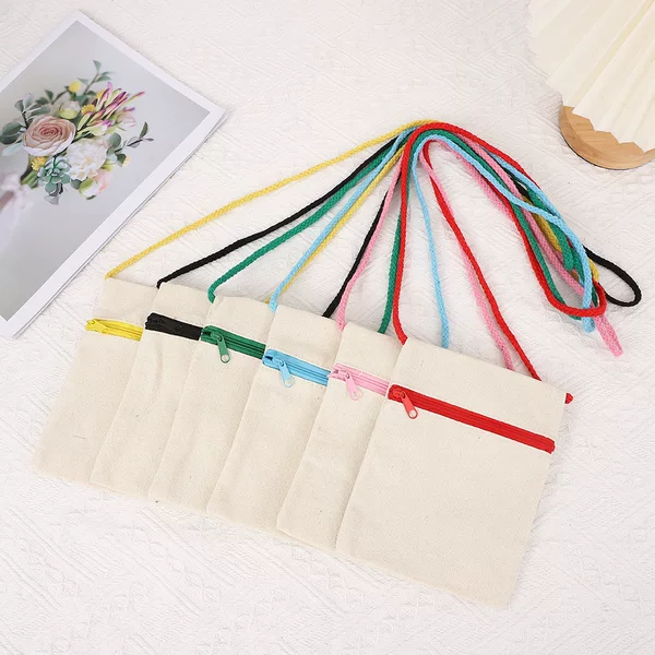 Amazon Cross Border Children Shoulder Bag Colorful Zipper Canvas Bag DIY Graffiti Single Row Zipper Painting Crossbody Bag