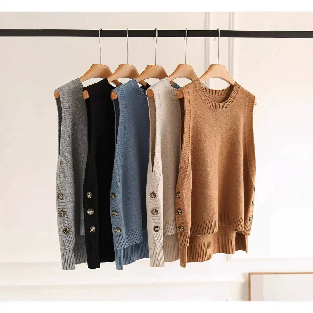 Женский осенний дизайн свободный дикий жилет осенний и зимний свитер без рукавов