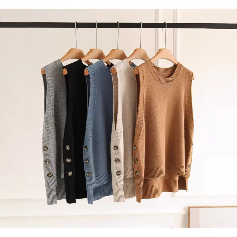 Women's Autumn Inner Design Loose All-match Vest Autumn and Winter Sweater Sleeveless Outer Vest New Style Loose Stacked Vest