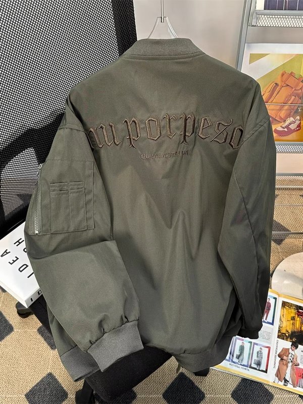 アメリカンバイブ刺繍野球ユニフォームメンズ春秋トレンディブランドハイストリートジャケットルーズカップルボンバージャケット男性用|undefined