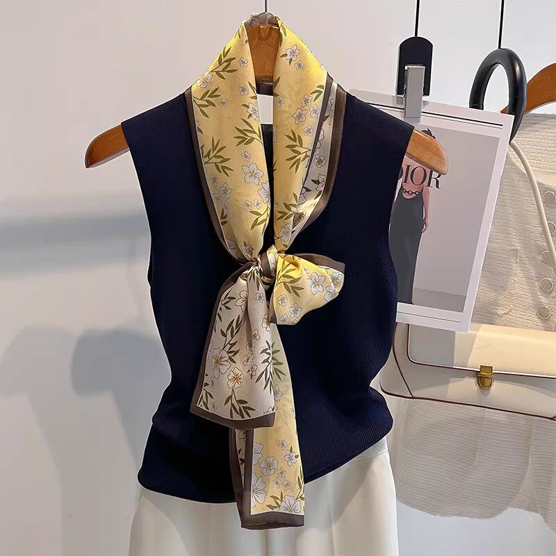 Women's Pure Silk Long Scarf - Premium Spring Accessory For Coats, Mulberry Silk Neck Tie Ribbon - Thumbnail 8