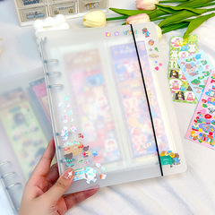 ins風A5手賬貼紙素材收集冊6孔活頁收納冊手帳膠帶收納本離型紙本