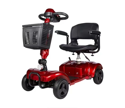 Household elderly scooter four-wheel intelligent scooter foldable portable electric scooter for the elderly and children (Qatlanan elektrik velosipedlər) - red-12ah