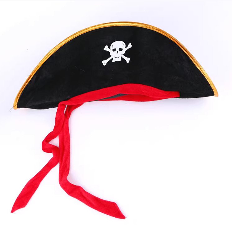 Sombrero de capitán pirata transfronterizo de Halloween suministros de baile sombrero pirata del Caribe sombrero pirata calavera sombrero de cinta roja